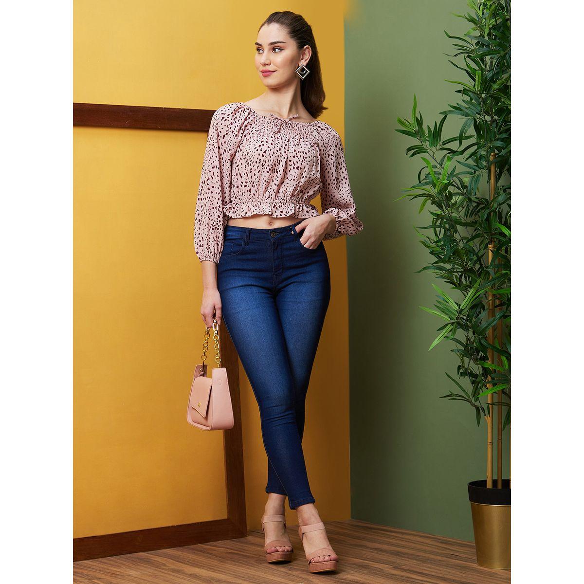 بلوزة قصيرة بطبعة زهور وياقة مربعة-women-clothing-tshirts-image-5