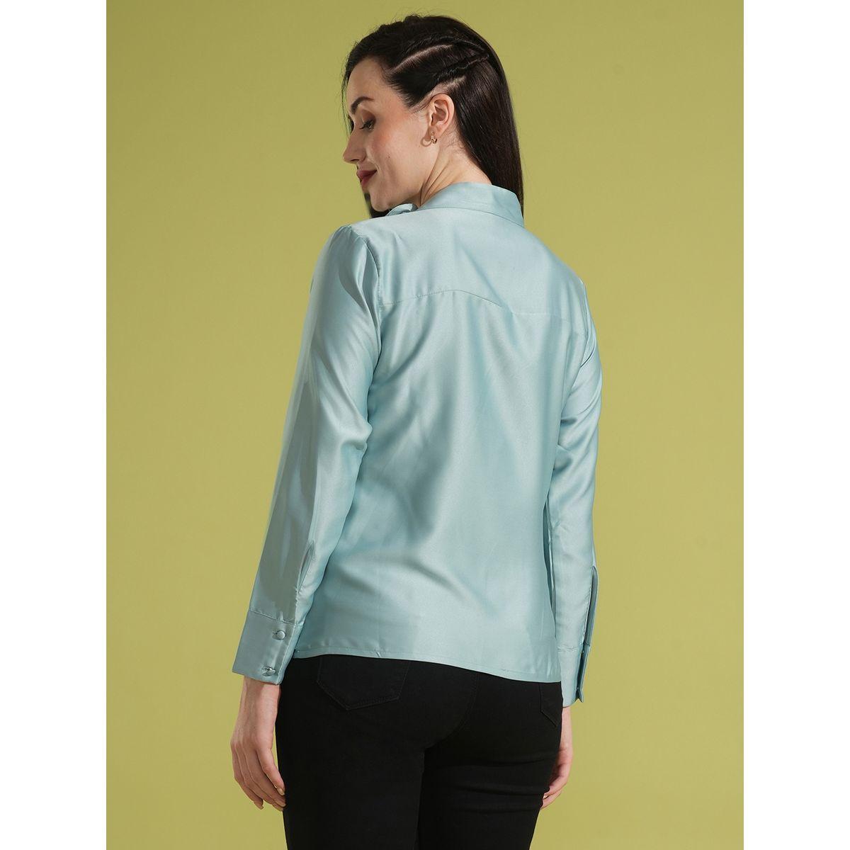 بلوزة ساتان سادة بياقة منسدلة وأربطة-women-clothing-shirtsandblouses-blouses-image-3