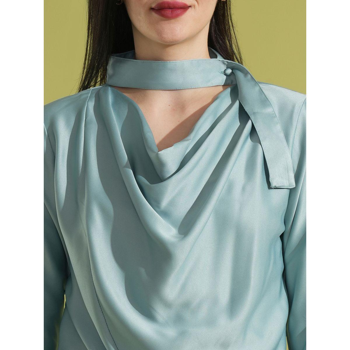 بلوزة ساتان سادة بياقة منسدلة وأربطة-women-clothing-shirtsandblouses-blouses-image-4