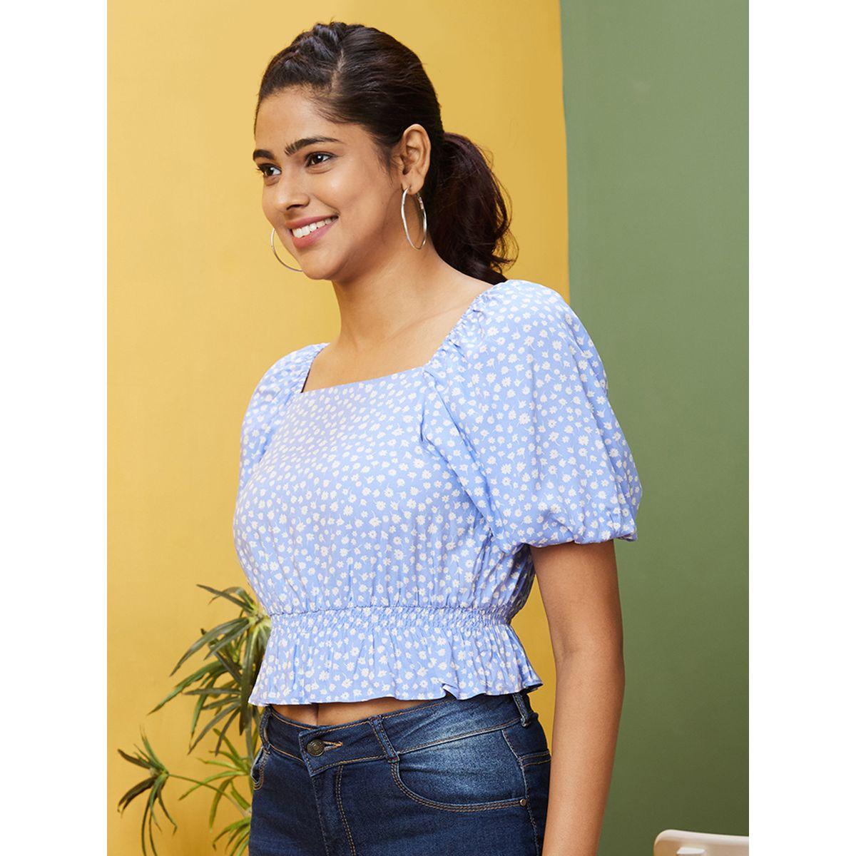 بلوزة بيبلوم بطبعة زهور وأكمام منفوخة-women-clothing-shirtsandblouses-blouses-image-2