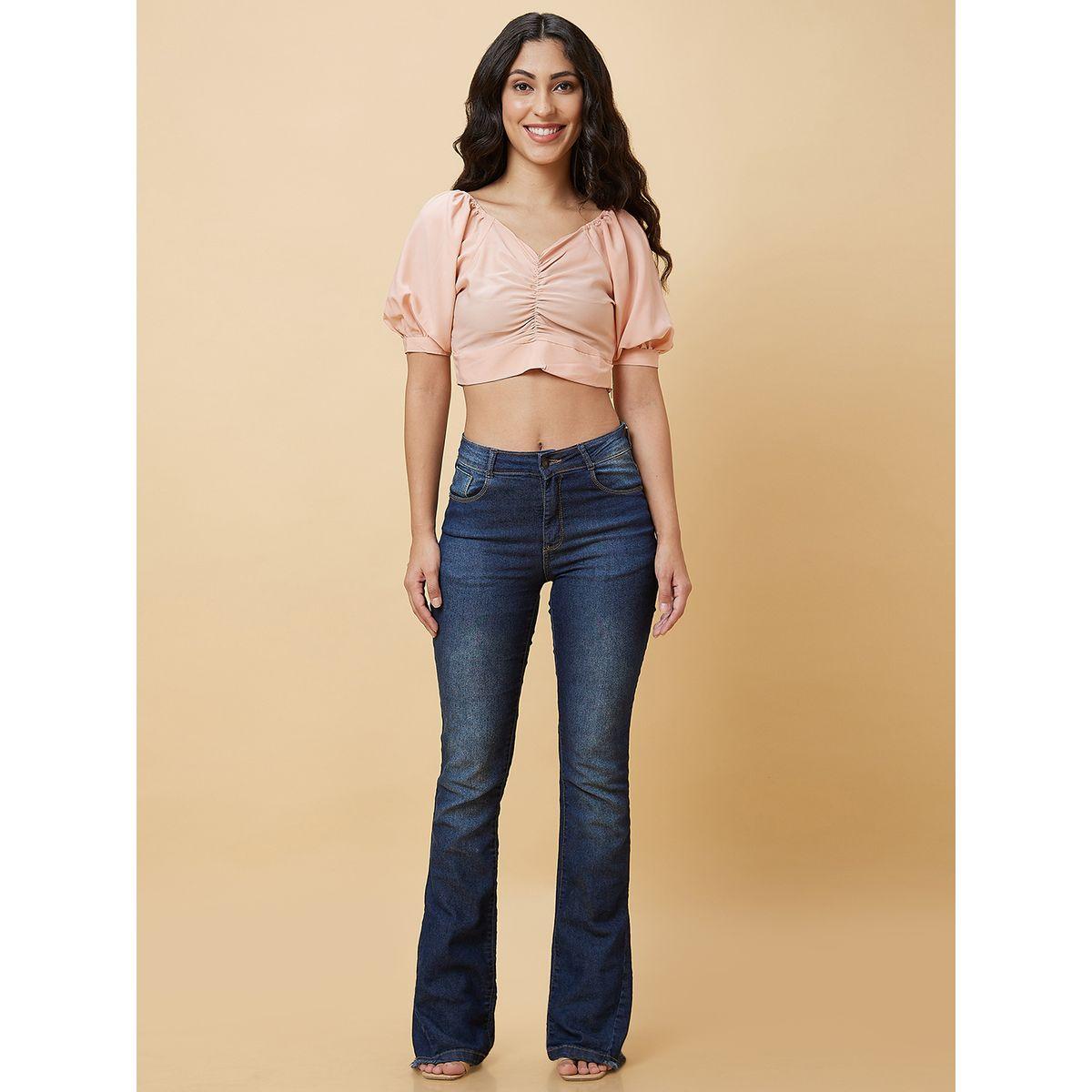 بلوزة قصيرة سادة بتفاصيل مزمومة-women-clothing-shirtsandblouses-blouses-image-7