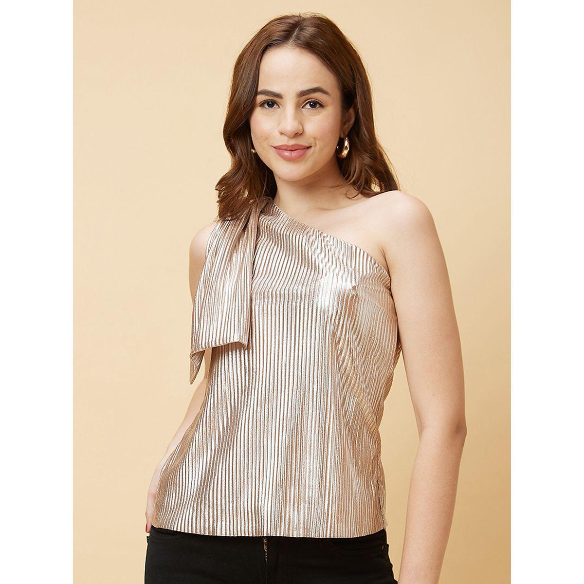 بلوزة سادة بكتف واحد وكسرات-women-clothing-shirtsandblouses-blouses-image-2