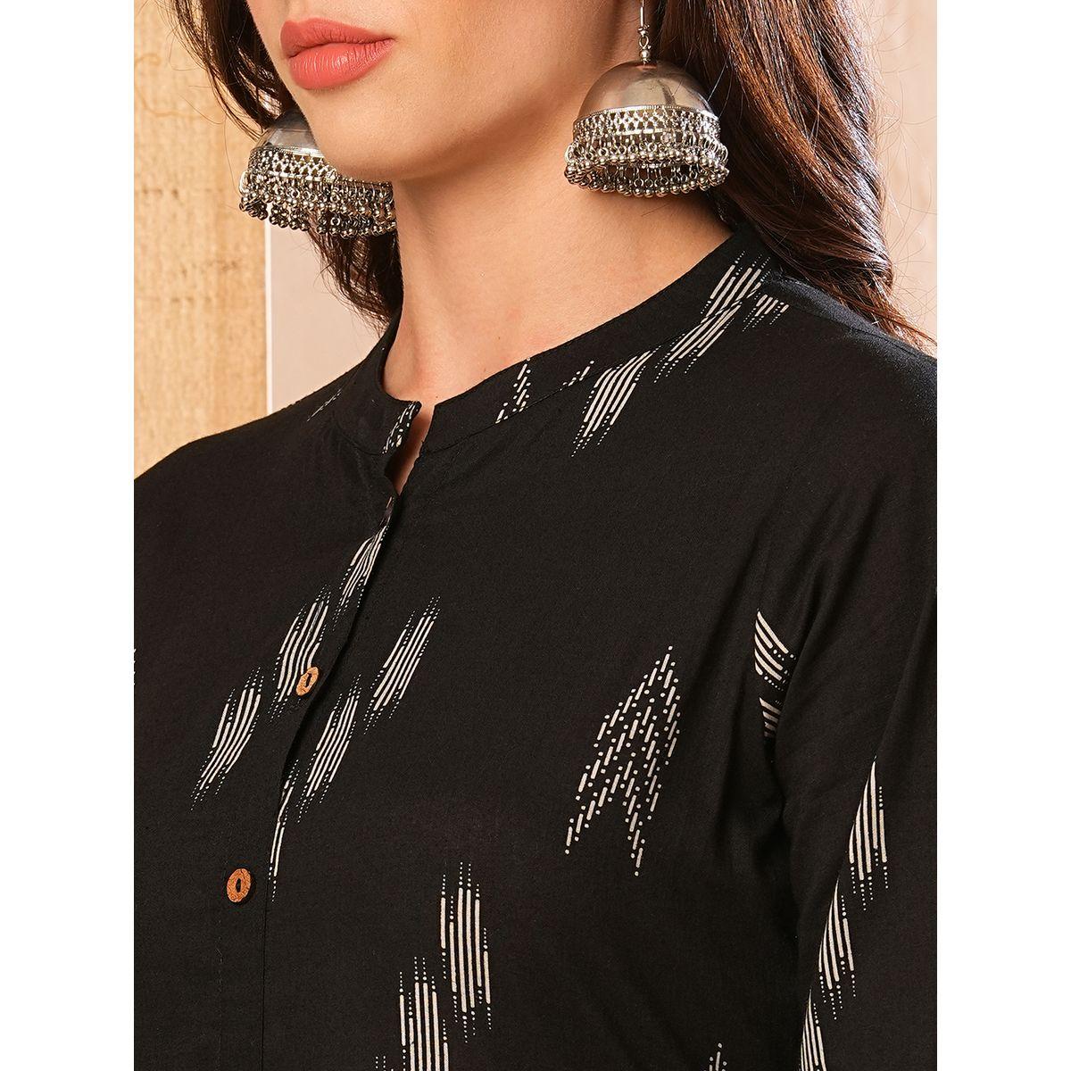 فستان ميدي مطبع مع حافة واسعة-women-clothing-ethnicwear-dresses-image-4