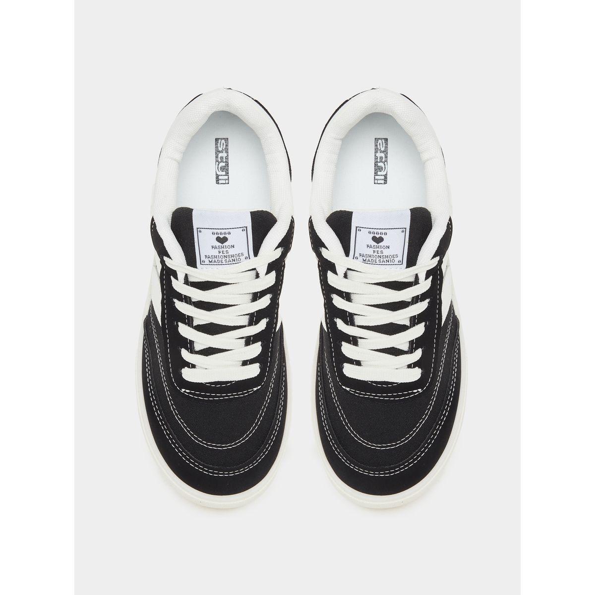 Styli Panelled Lace Up Sneakers with Stitching Detail-women-shoes-sneakers-image-4
