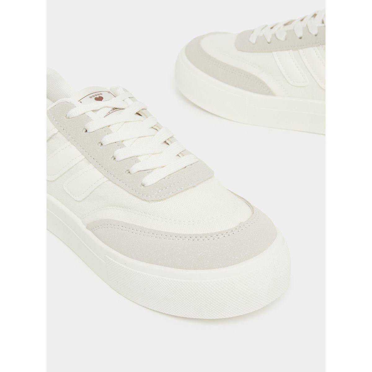 Styli Panelled Lace Up Sneakers with Stitching Detail-women-shoes-sneakers-image-3