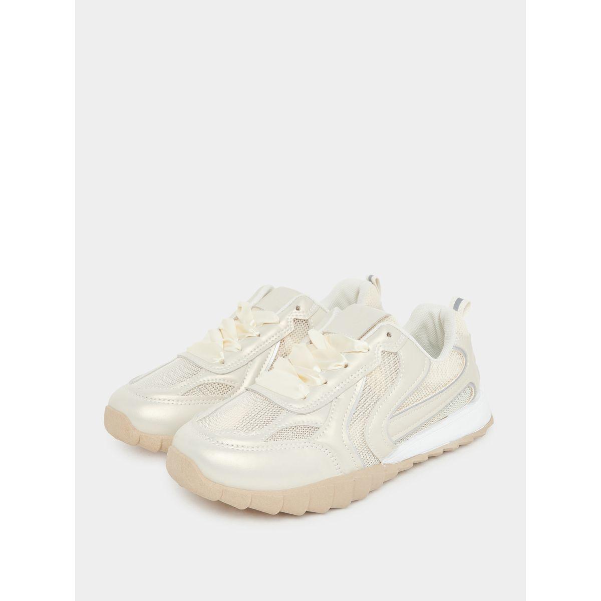 Styli Panelled Lace Up Sneakers-women-shoes-sneakers-image-2