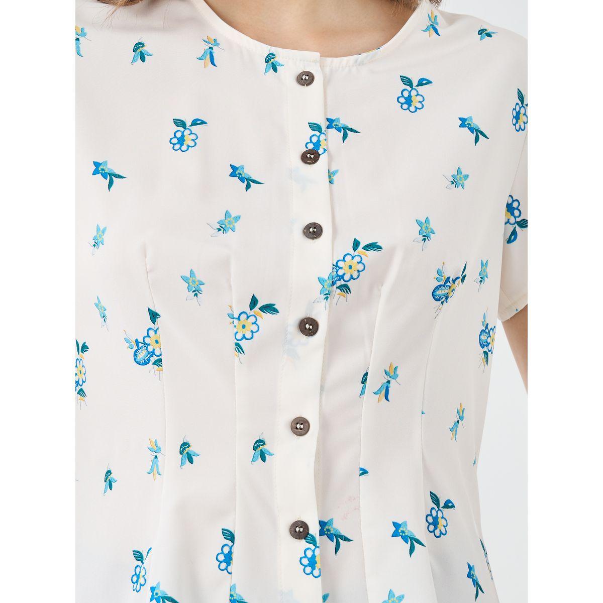 Styli Floral Print Buttoned Short Sleeve Blouse-women-clothing-shirtsandblouses-blouses-image-3