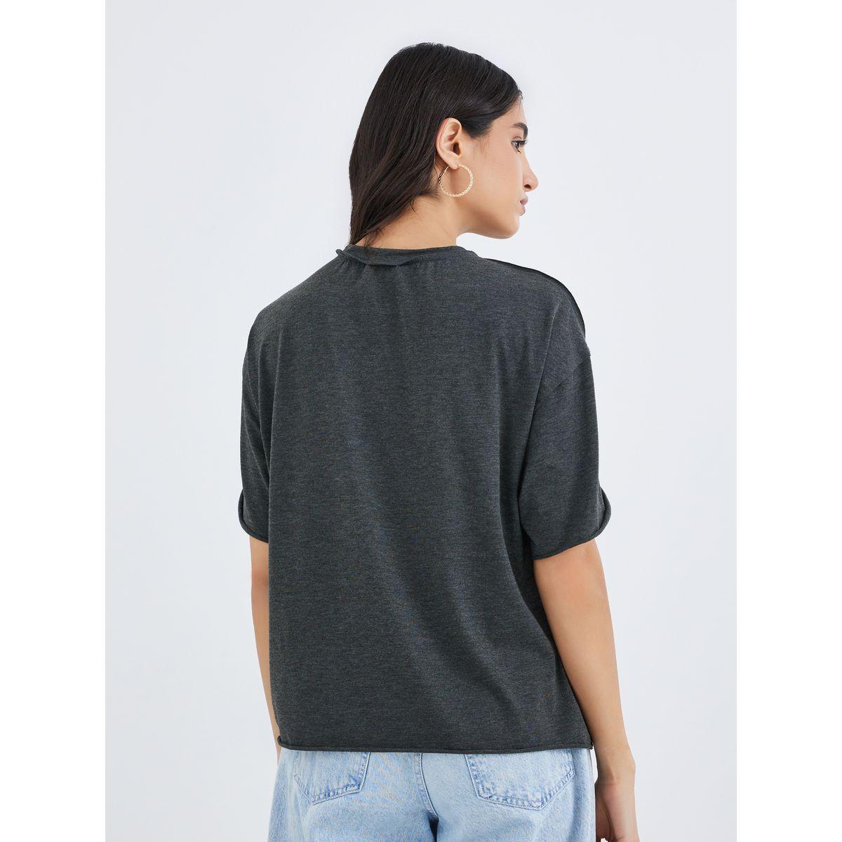 Styli Grey Pocket Detail Oversized T-Shirt-women-clothing-tshirts-image-4