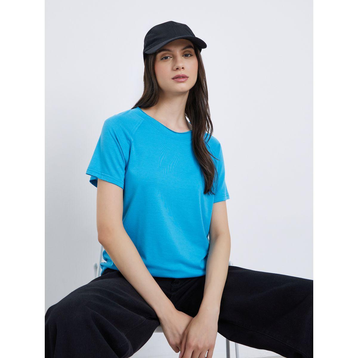 Styli Women Blue Round Neck T-Shirt-women-clothing-tshirts-image-1
