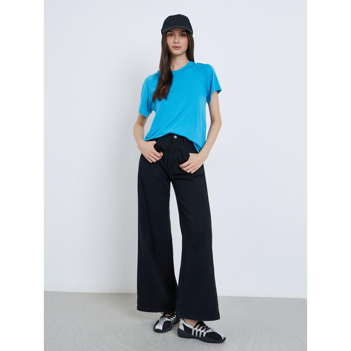 Styli Women Blue Round Neck T-Shirt-women-clothing-tshirts-image-2