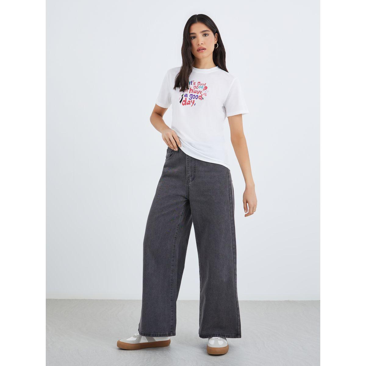 Styli Have A Good Day Slogan Regular Fit T-Shirt-women-clothing-tshirts-image-2