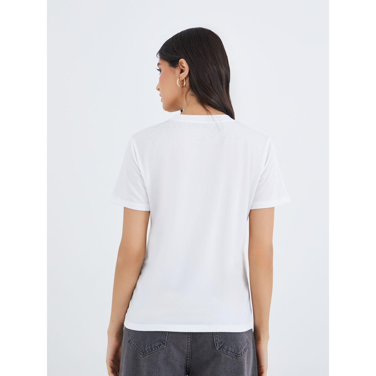 تيشيرت بطبعة كتابة وقصة عادية-women-clothing-tshirts-image-4
