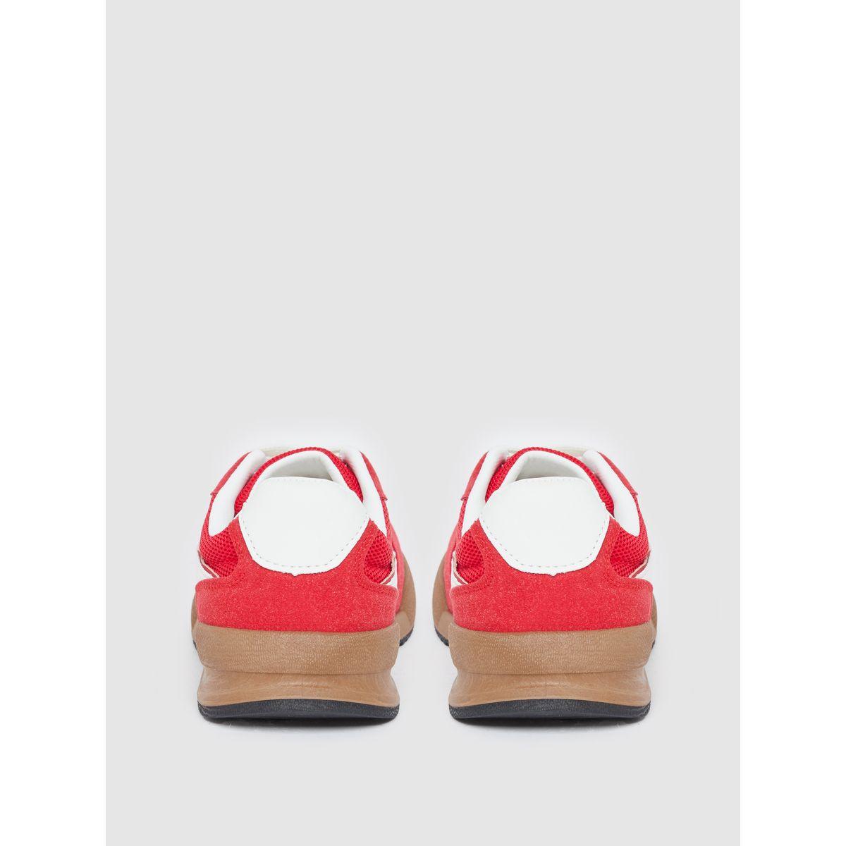 Styli Women Red Suede Look Lace Up Sneakers-women-shoes-sneakers-image-4
