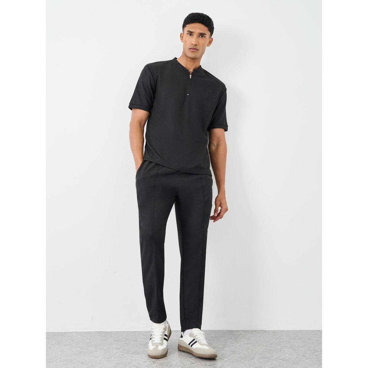 Styli Men Solid Regular Fit T-Shirt and Joggers Co-ords-men-clothing-coordsets-image-1
