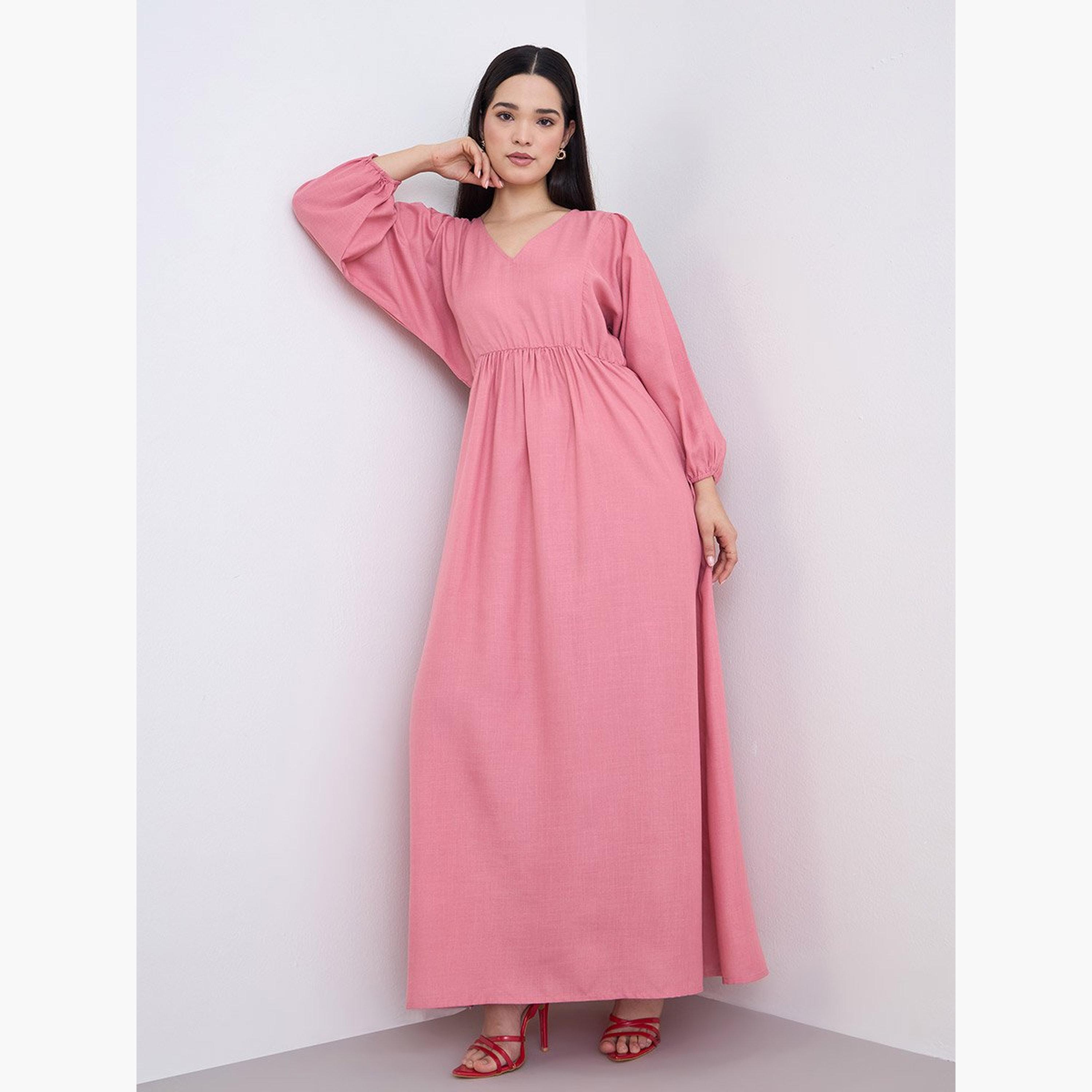 Styli Balloon Sleeve A-Line Maxi Dress-women-clothing-dresses-image-2