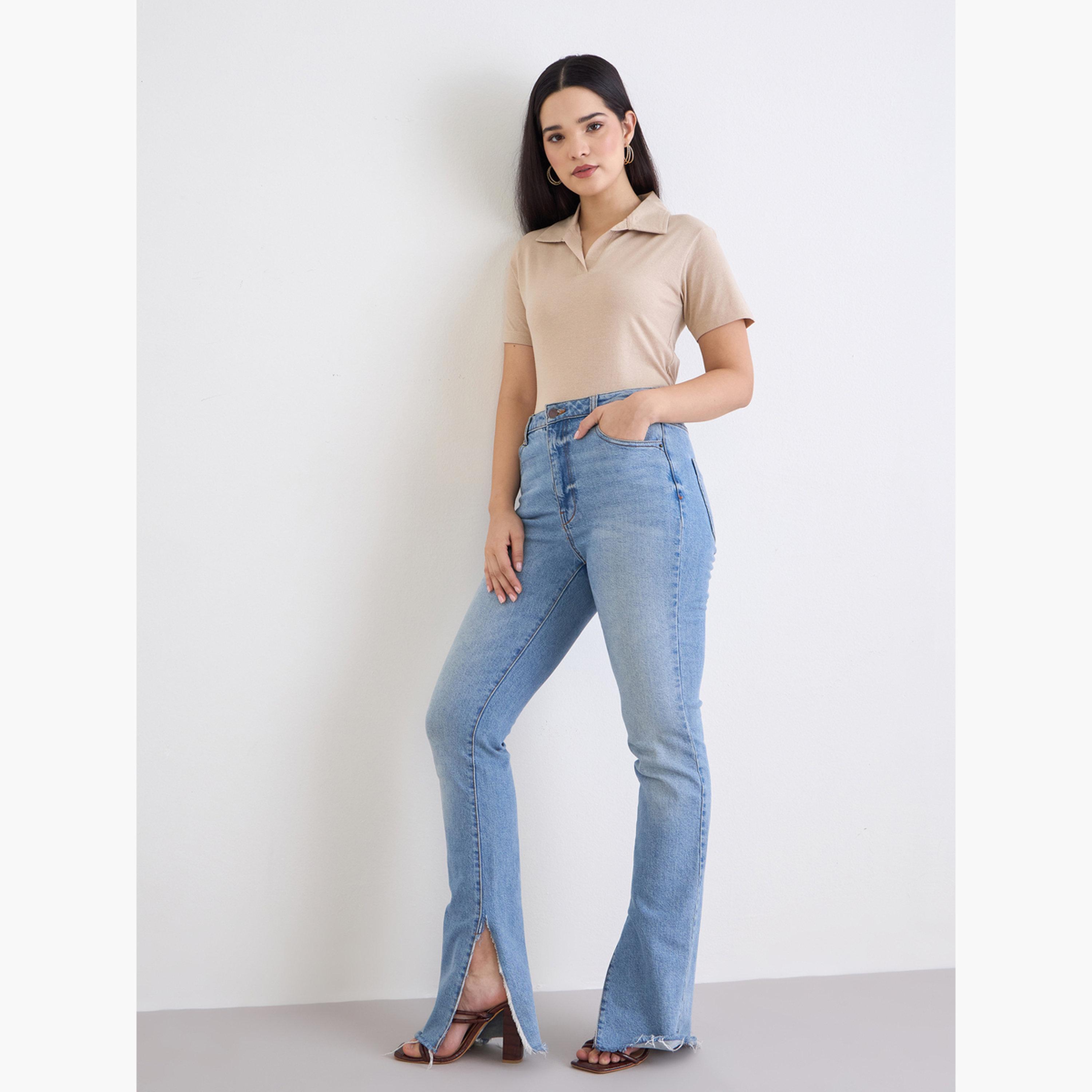 ستايلي - تي شيرت بولو قطن لون بيج-women-clothing-tshirts-image-6