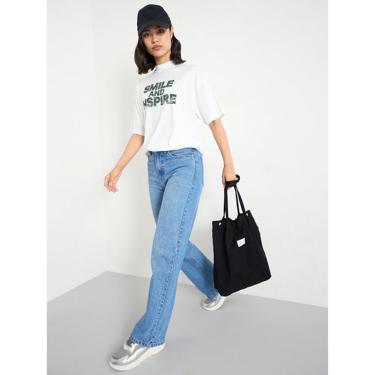 Styli White Slogan Relaxed Fit T-Shirt-women-clothing-tshirts-image-2