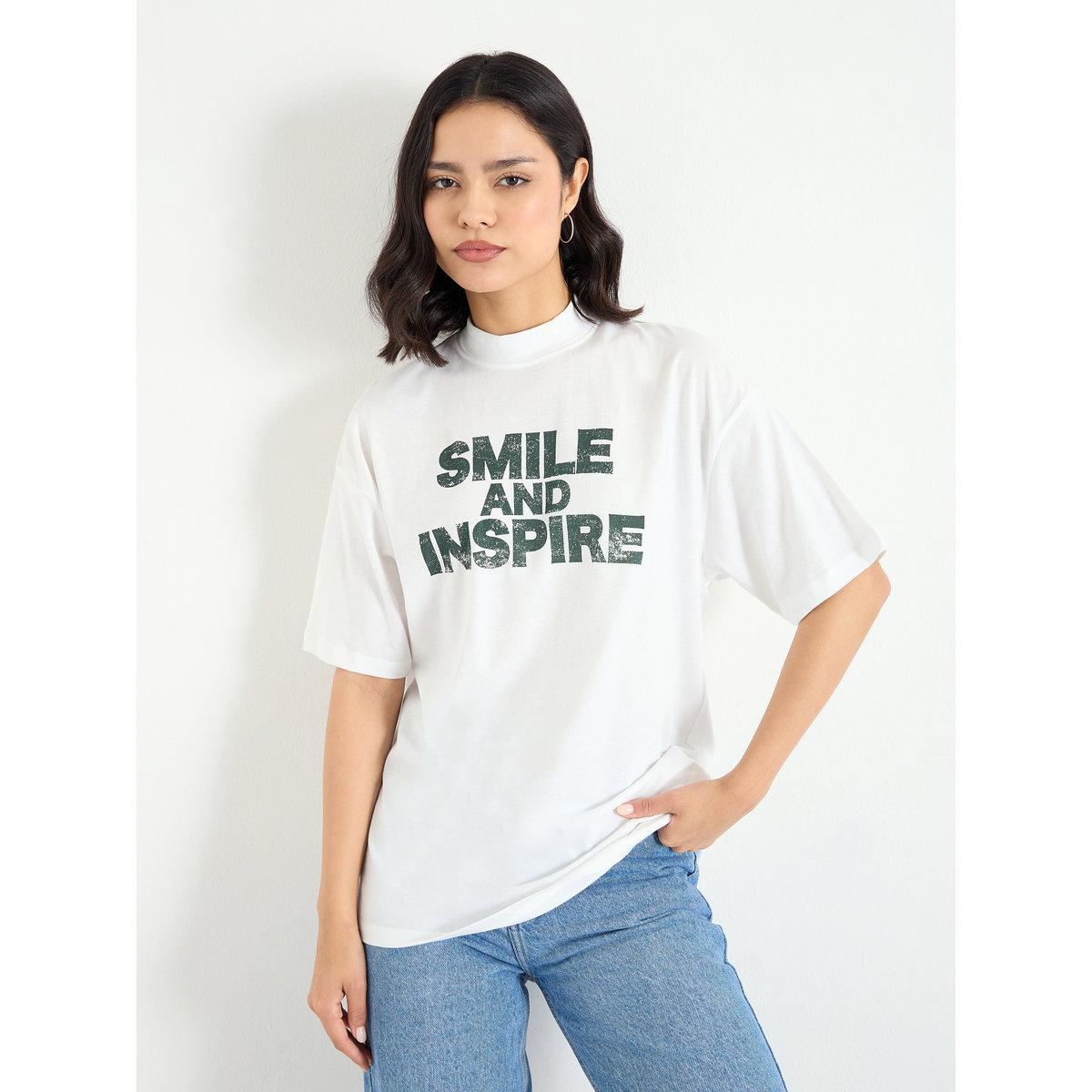 Styli White Slogan Relaxed Fit T-Shirt-women-clothing-tshirts-image-3