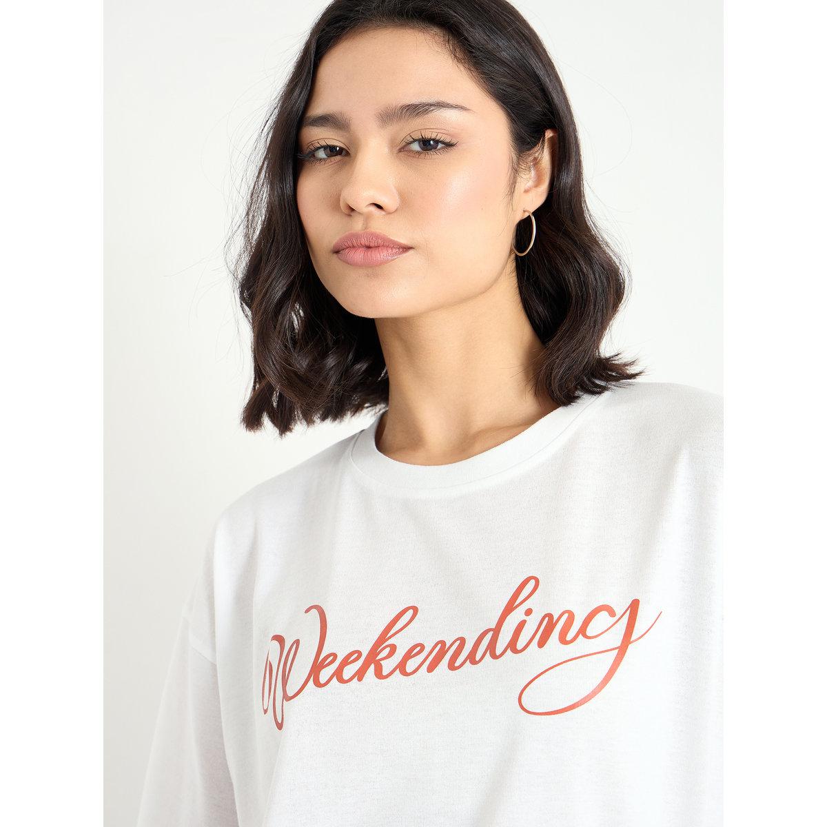 Styli White Weekending Slogan Oversized T-Shirt-women-clothing-tshirts-image-4