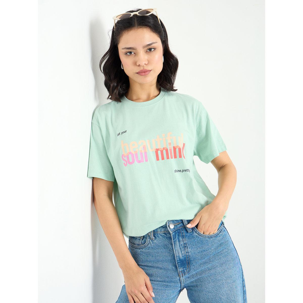 Styli Slogan Print Regular Fit T-Shirt-women-clothing-tshirts-image-1