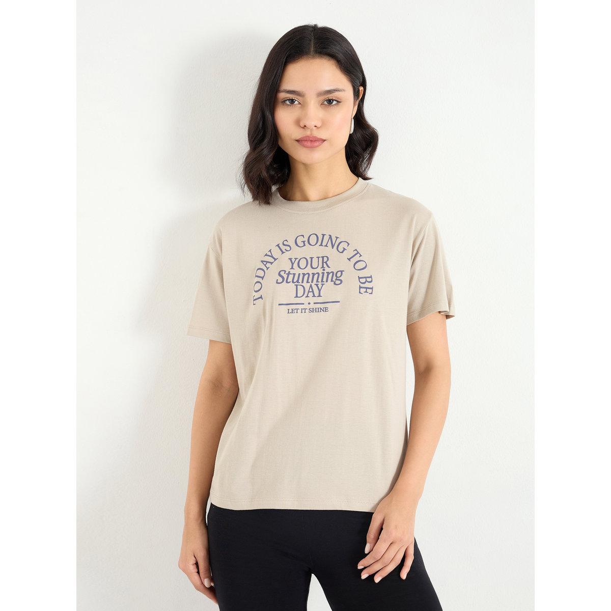 Styli Slogan Print Regular Fit T-Shirt-women-clothing-tshirts-image-3