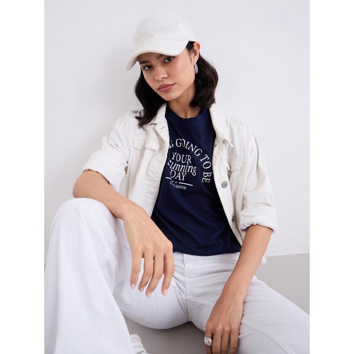 Styli Slogan Print Regular Fit T-Shirt-women-clothing-tshirts-image-1