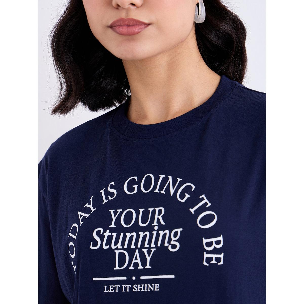 Styli Slogan Print Regular Fit T-Shirt-women-clothing-tshirts-image-4