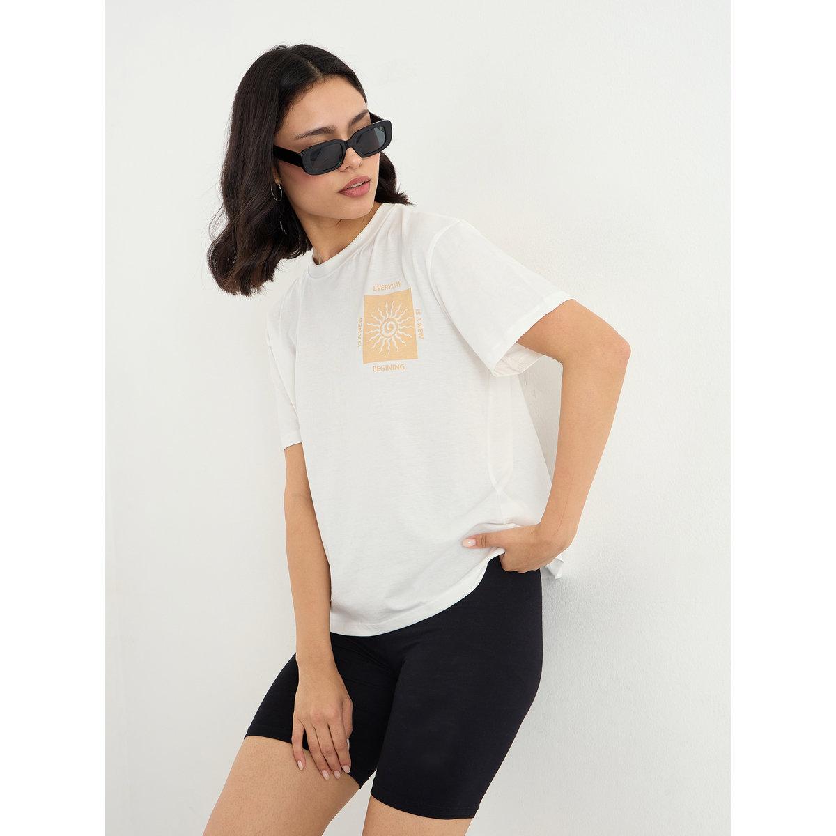 Styli Women White Graphic Print T-Shirt-women-clothing-tshirts-image-1
