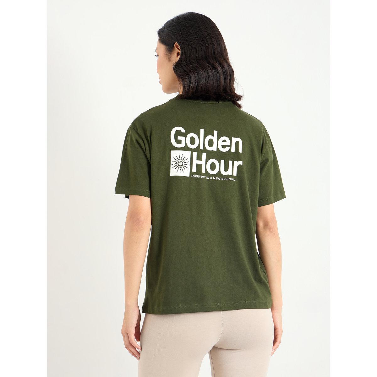 Styli Women Dark Green Graphic Print T-Shirt-women-clothing-tshirts-image-5