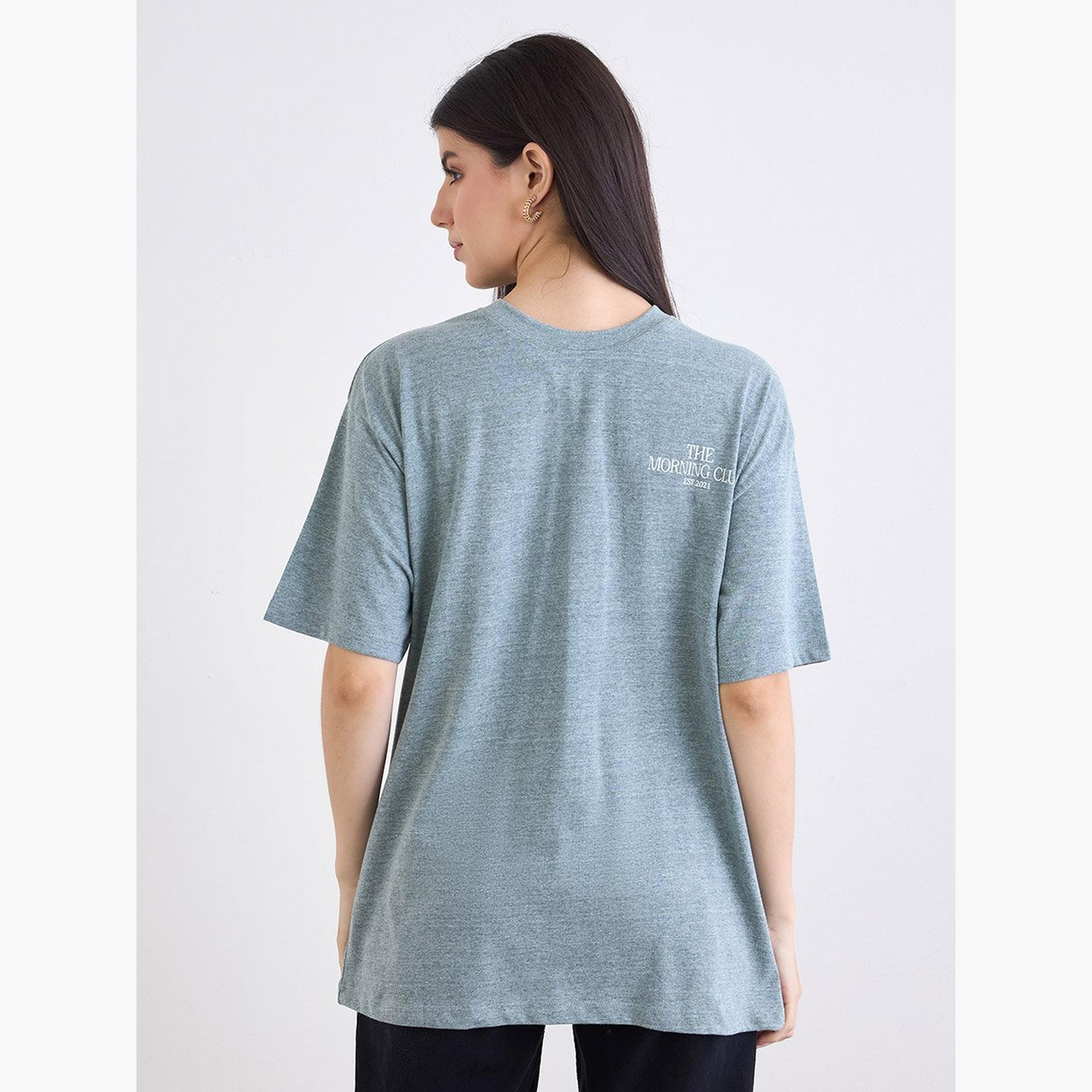 Styli Green Oversized Melange Graphic T-Shirt-women-clothing-tshirts-image-5