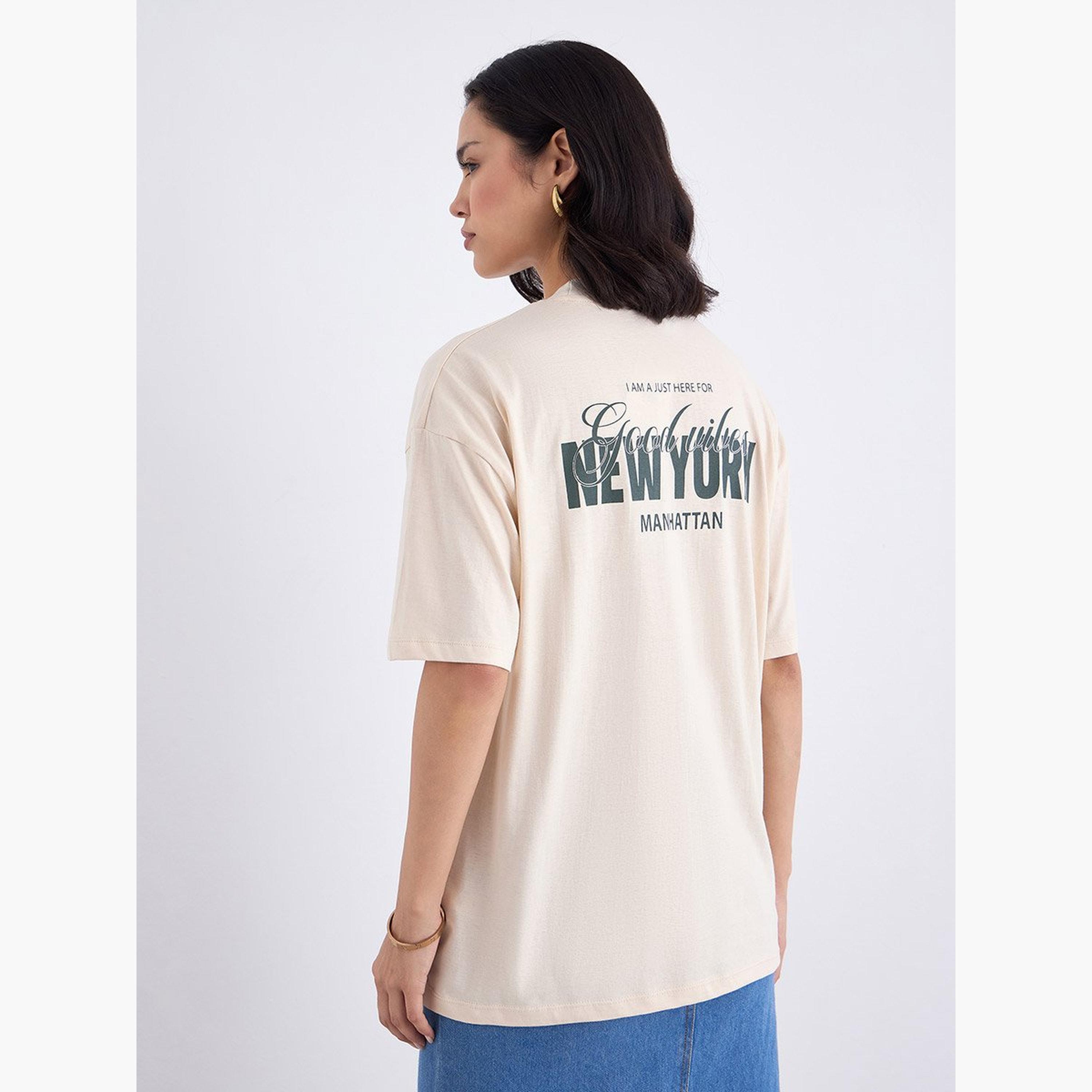 ستايلي - تي شيرت بيج بطبعة جرافيكية مقاس كبير-women-clothing-tshirts-image-5