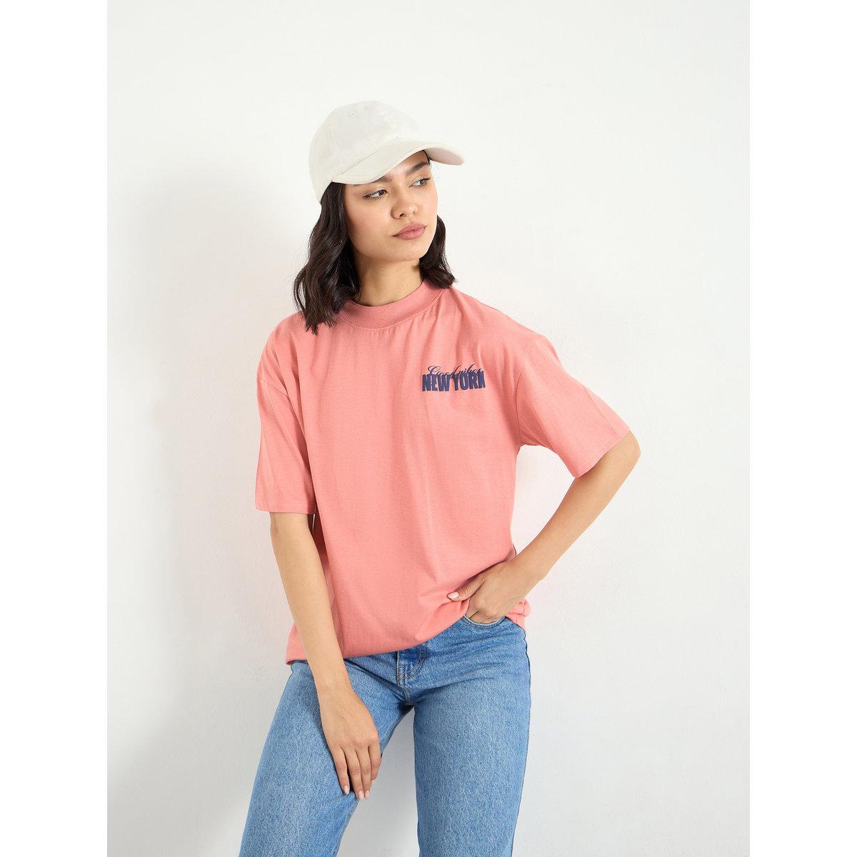 Styli Slogan Print Regular Fit T-Shirt-women-clothing-tshirts-image-1
