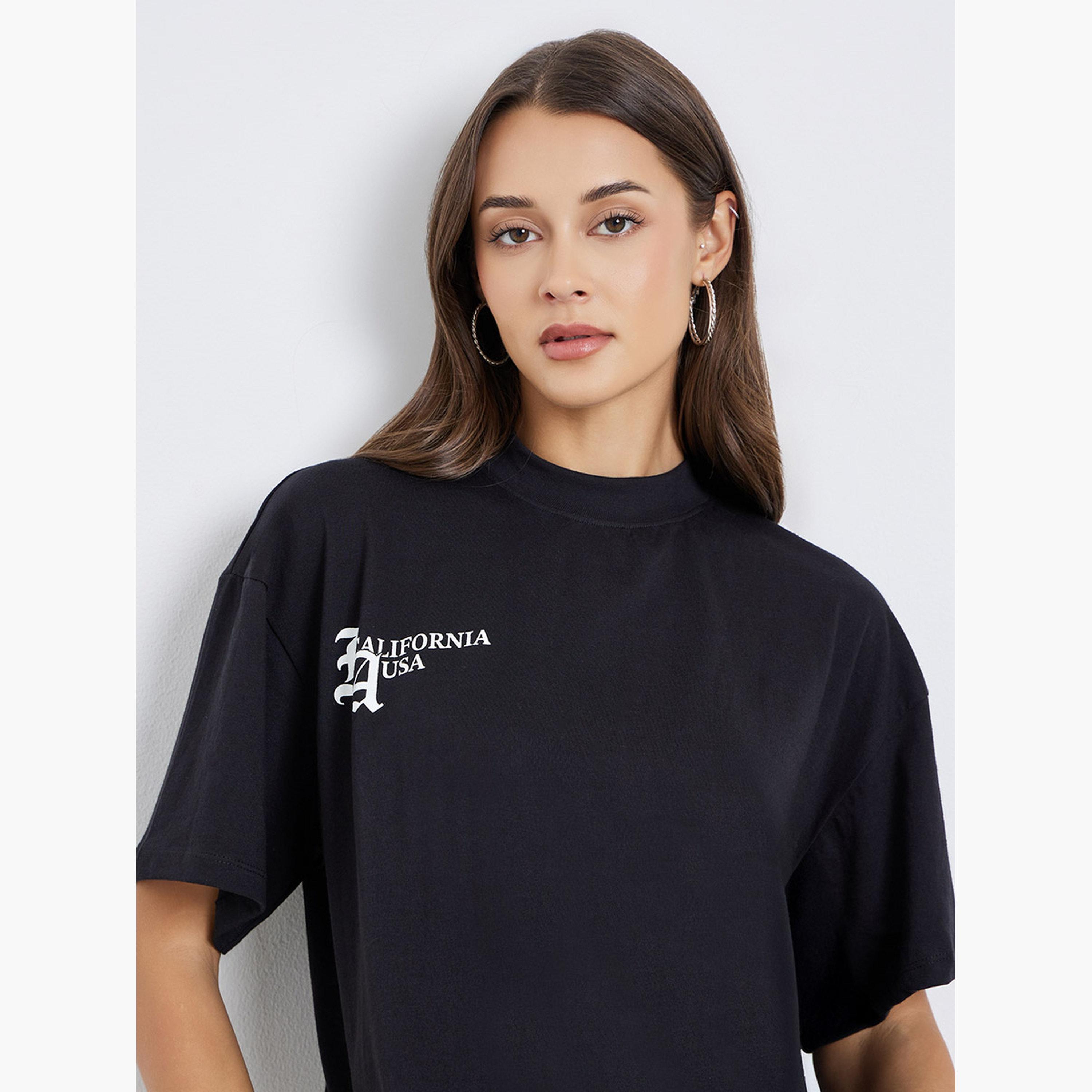 Styli Black California Graphic Oversized T-Shirt-women-clothing-tshirts-image-3