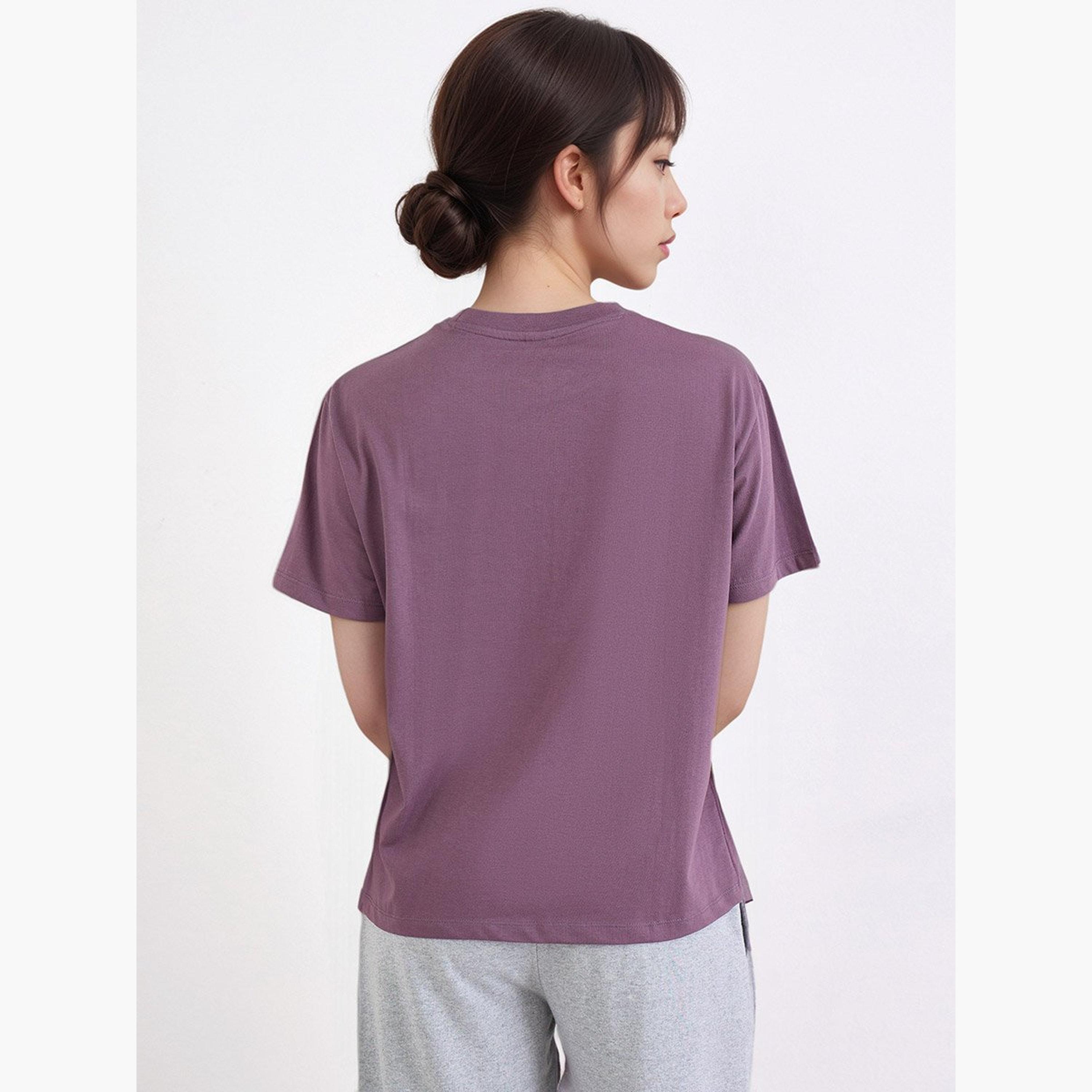 ستايلي - تي شيرت مربع مطرز من لوركس أرجواني-women-clothing-tshirts-image-4