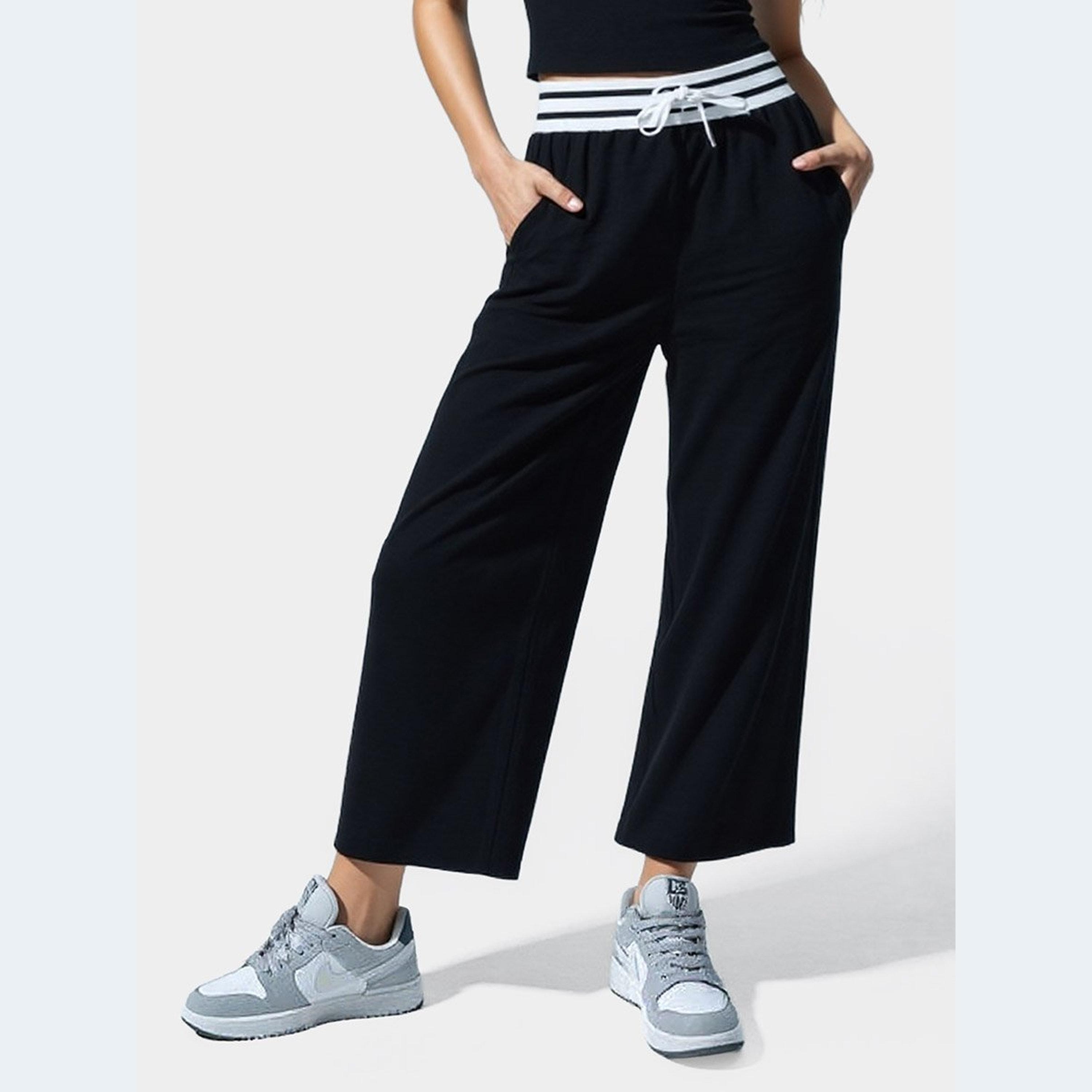 Styli Black Embroidered Ribbed Tank and Joggers Co-Ords-women-clothing-coordsets-image-3