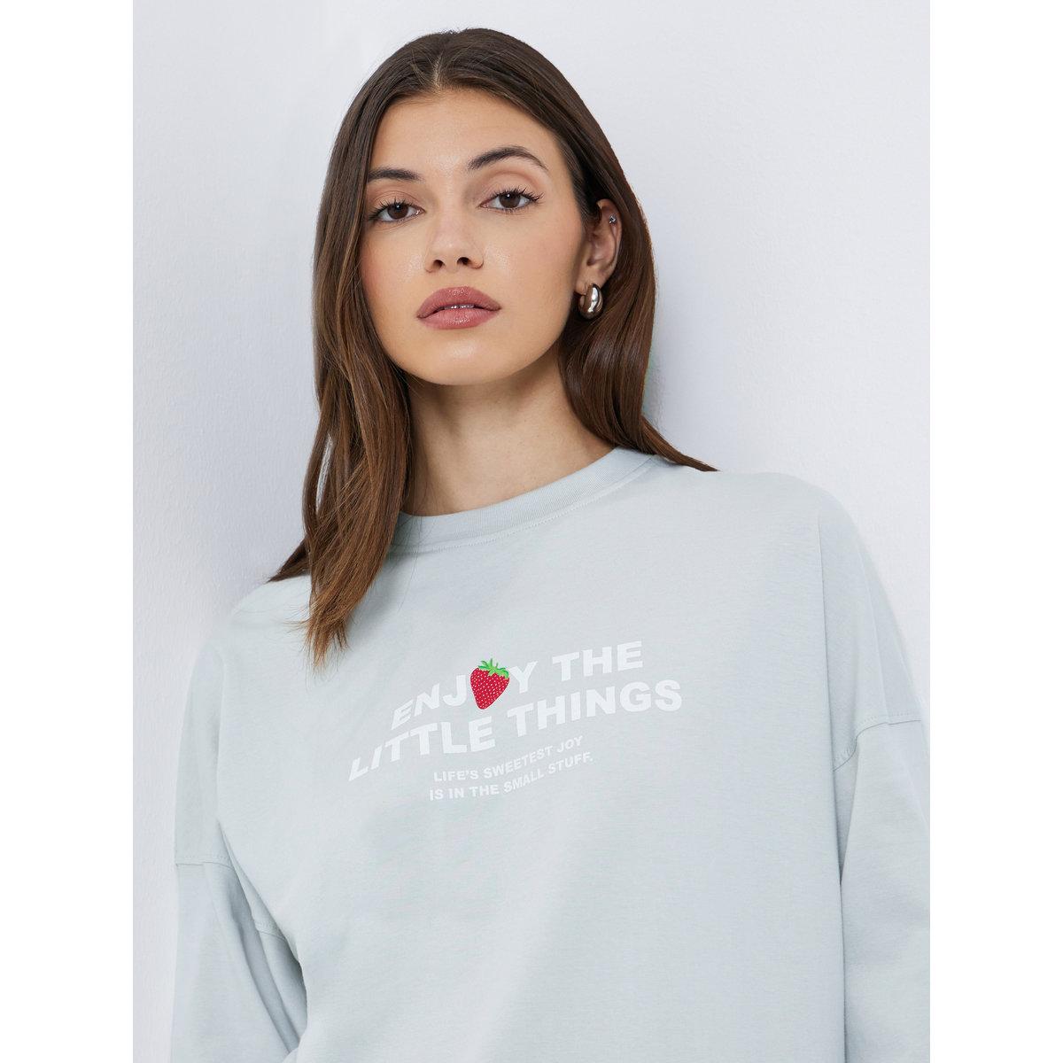 Styli Light Blue Oversized Slogan T-Shirt-women-clothing-tshirts-image-3