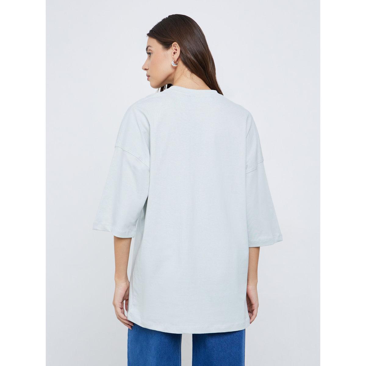 Styli Light Blue Oversized Slogan T-Shirt-women-clothing-tshirts-image-4