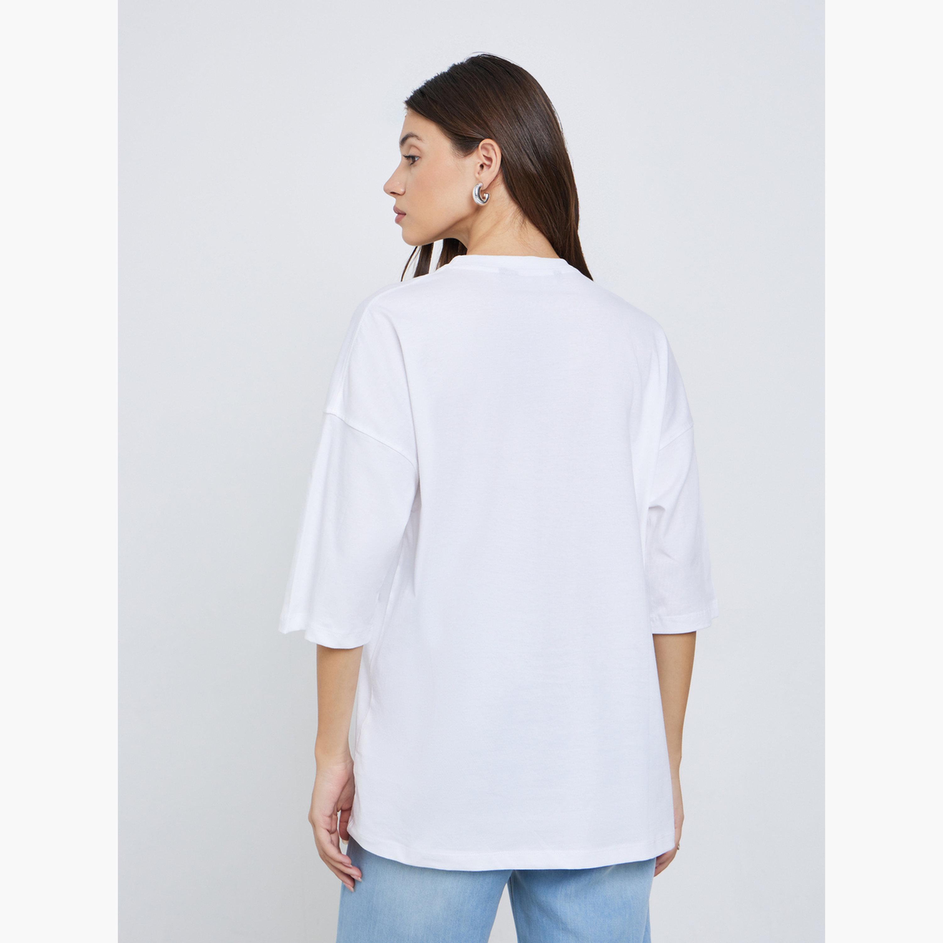 Styli White Oversized Slogan Print T-Shirt-women-clothing-tshirts-image-4