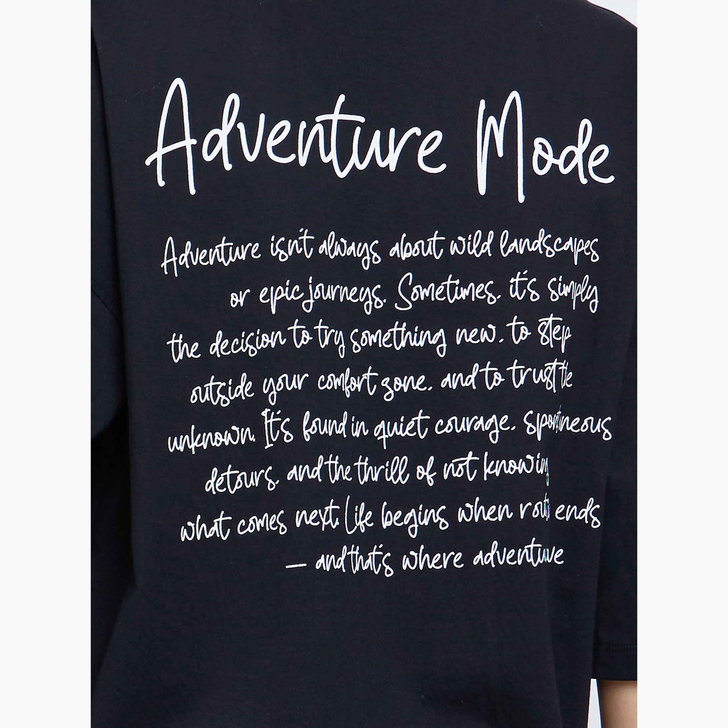 ستايلي - تي شيرت أسود حجم كبير بطبعة جرافيكية-women-clothing-tshirts-image-4
