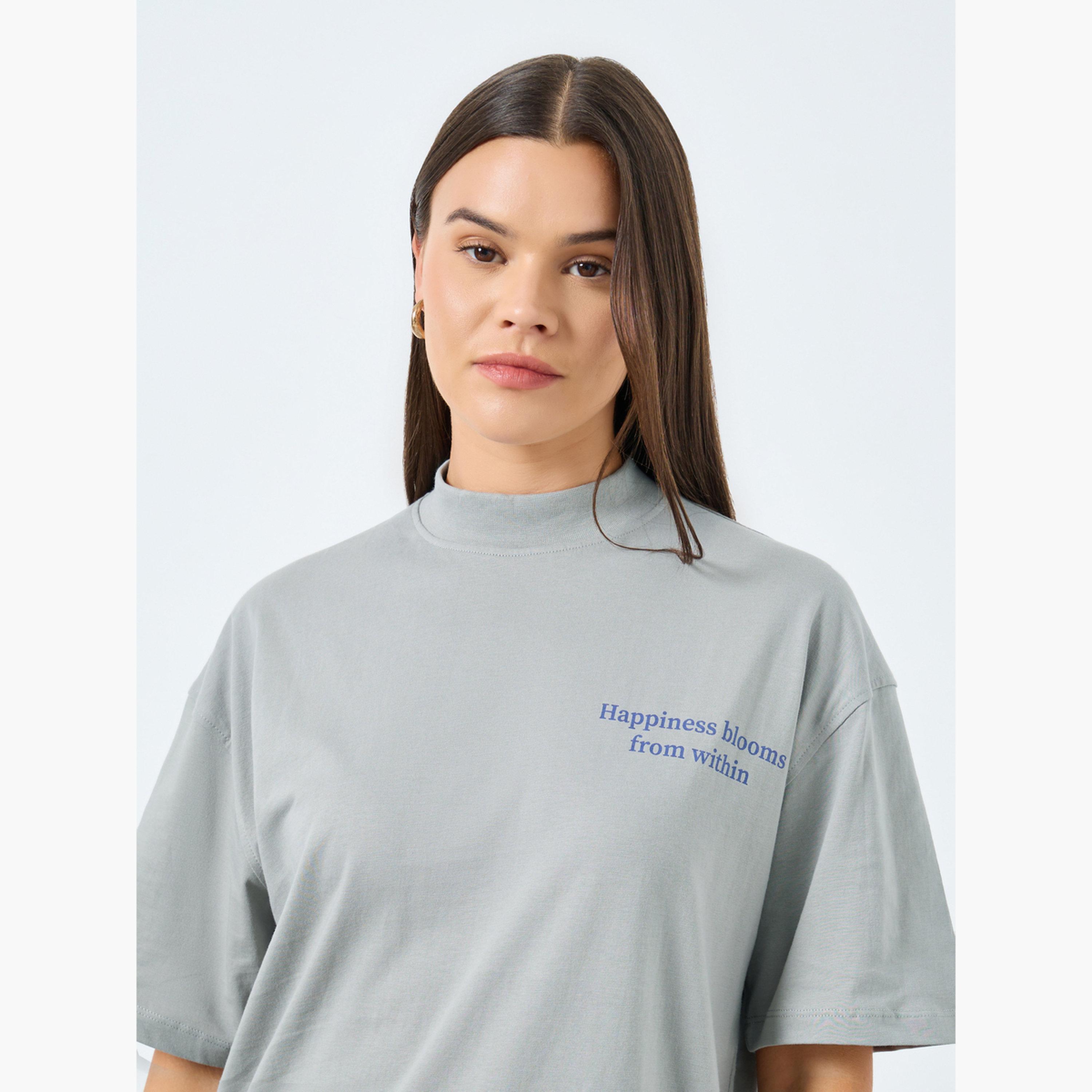 Styli Grey Floral Print Oversized T-Shirt-women-clothing-tshirts-image-4