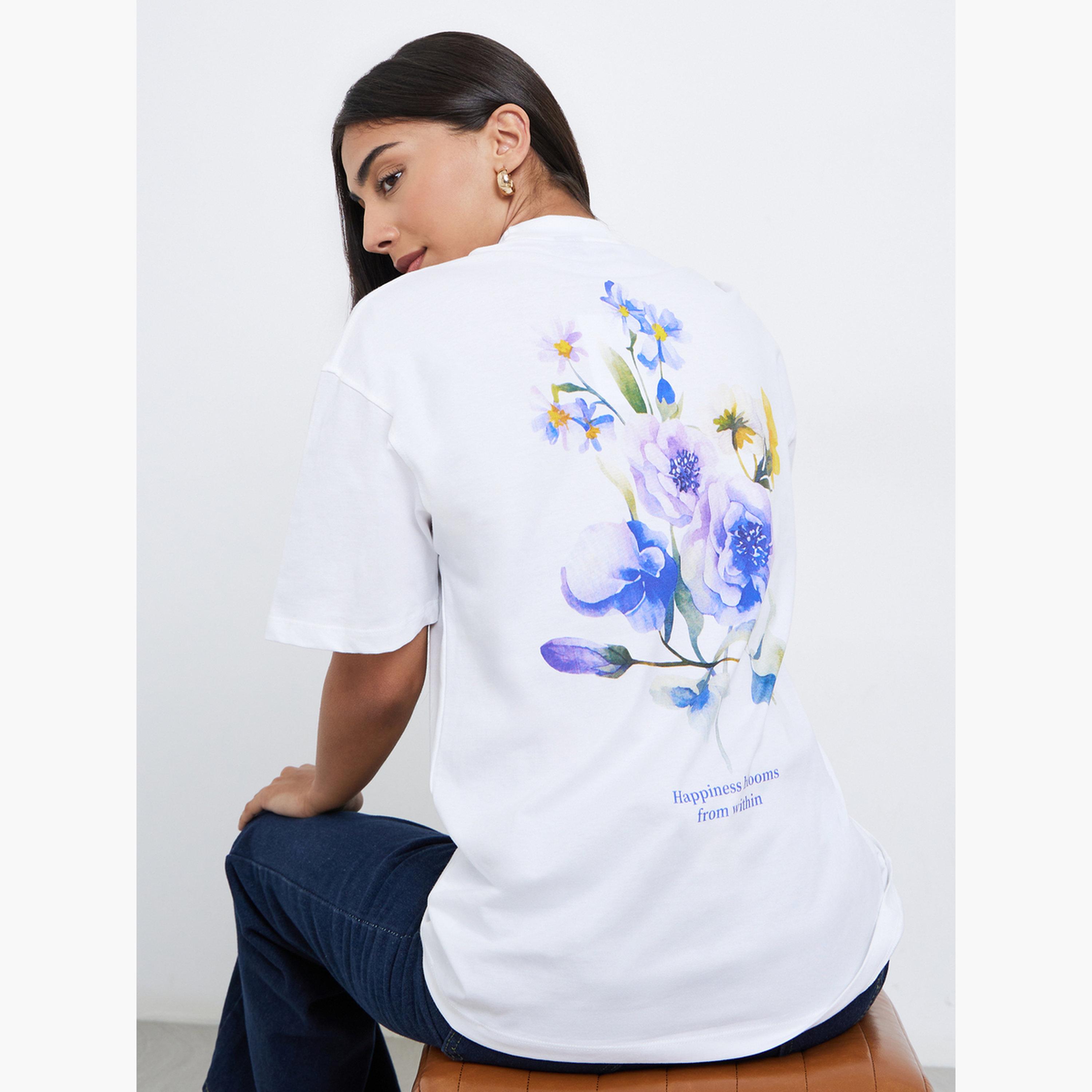 Styli Women White Floral Graphic Oversized T-Shirt-women-clothing-tshirts-image-3