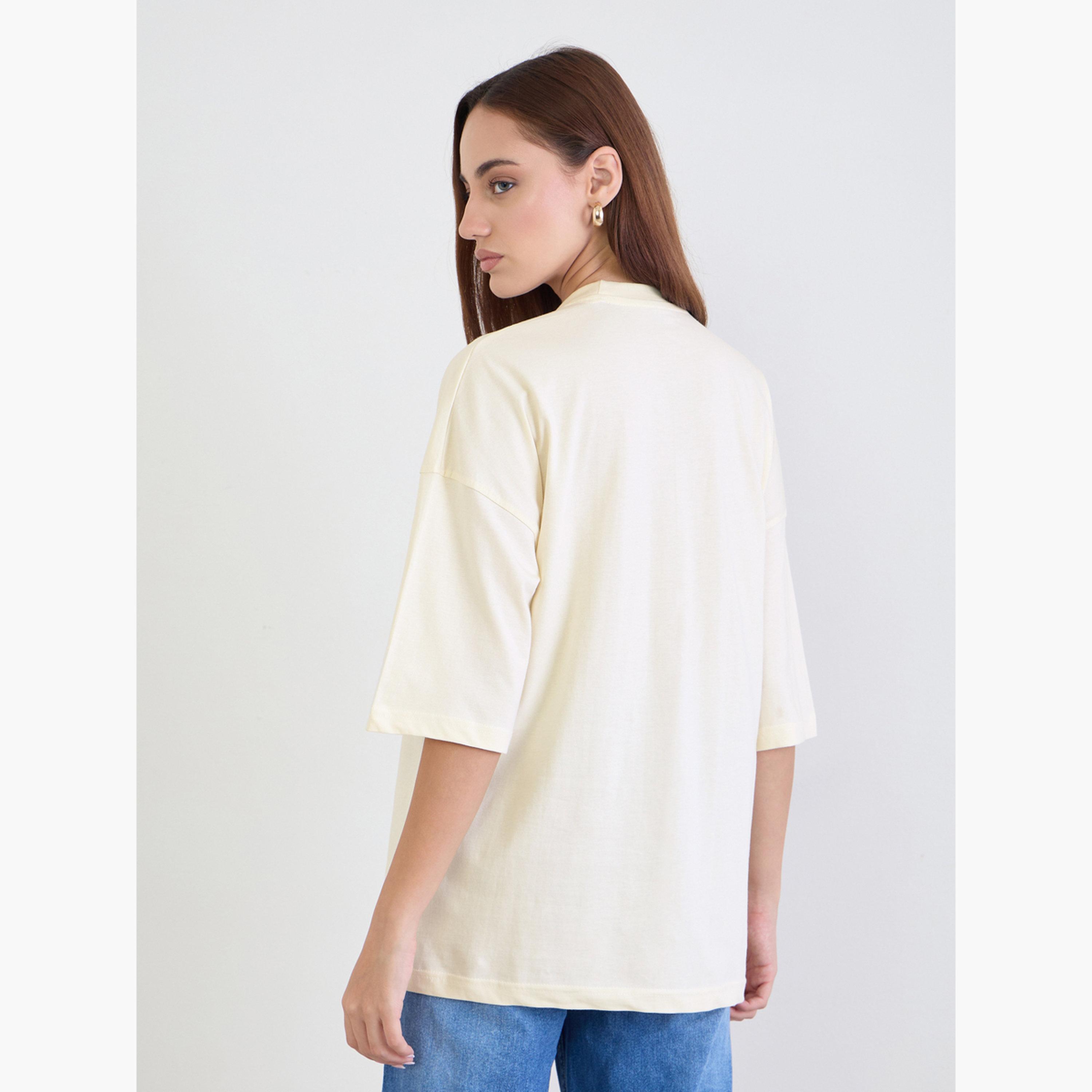 Styli Beige Graphic Oversized T-Shirt-women-clothing-tshirts-image-5
