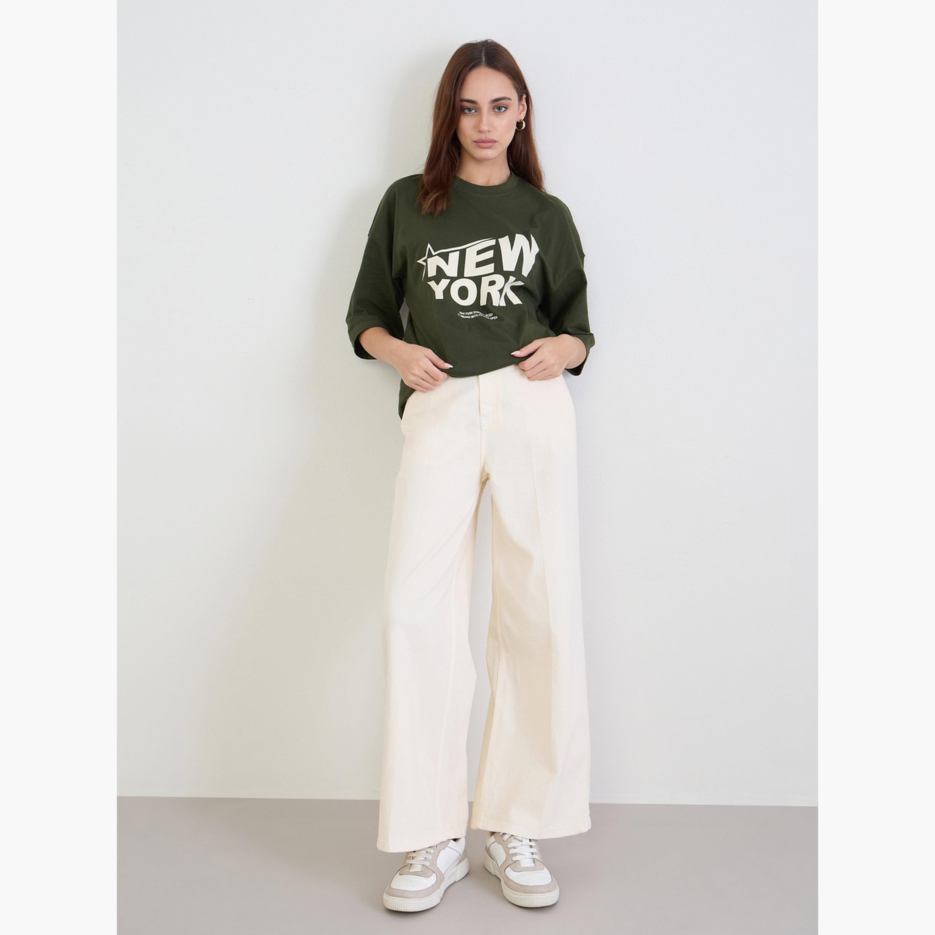 Styli Green Graphic Oversized T-Shirt-women-clothing-tshirts-image-2