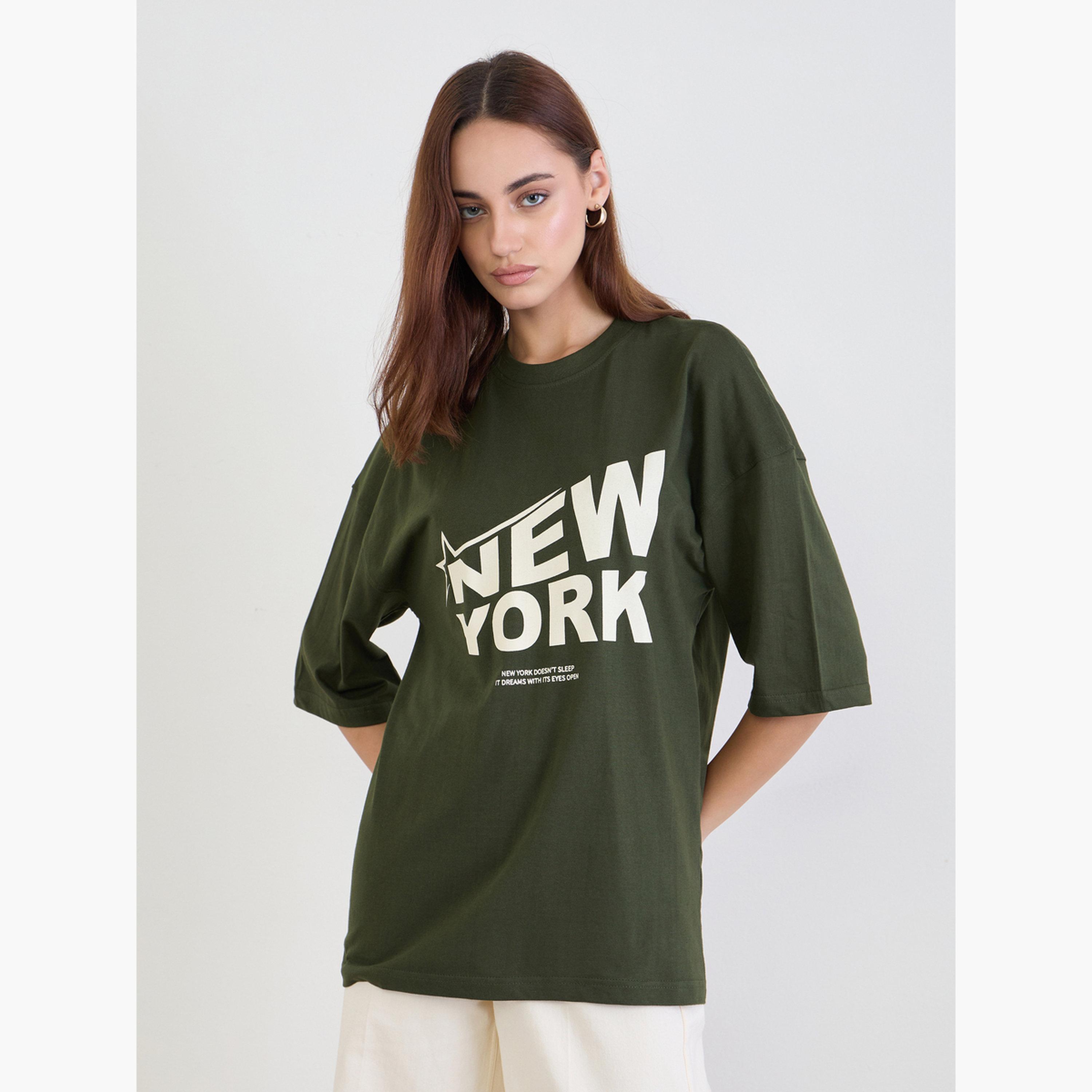 Styli Green Graphic Oversized T-Shirt-women-clothing-tshirts-image-3