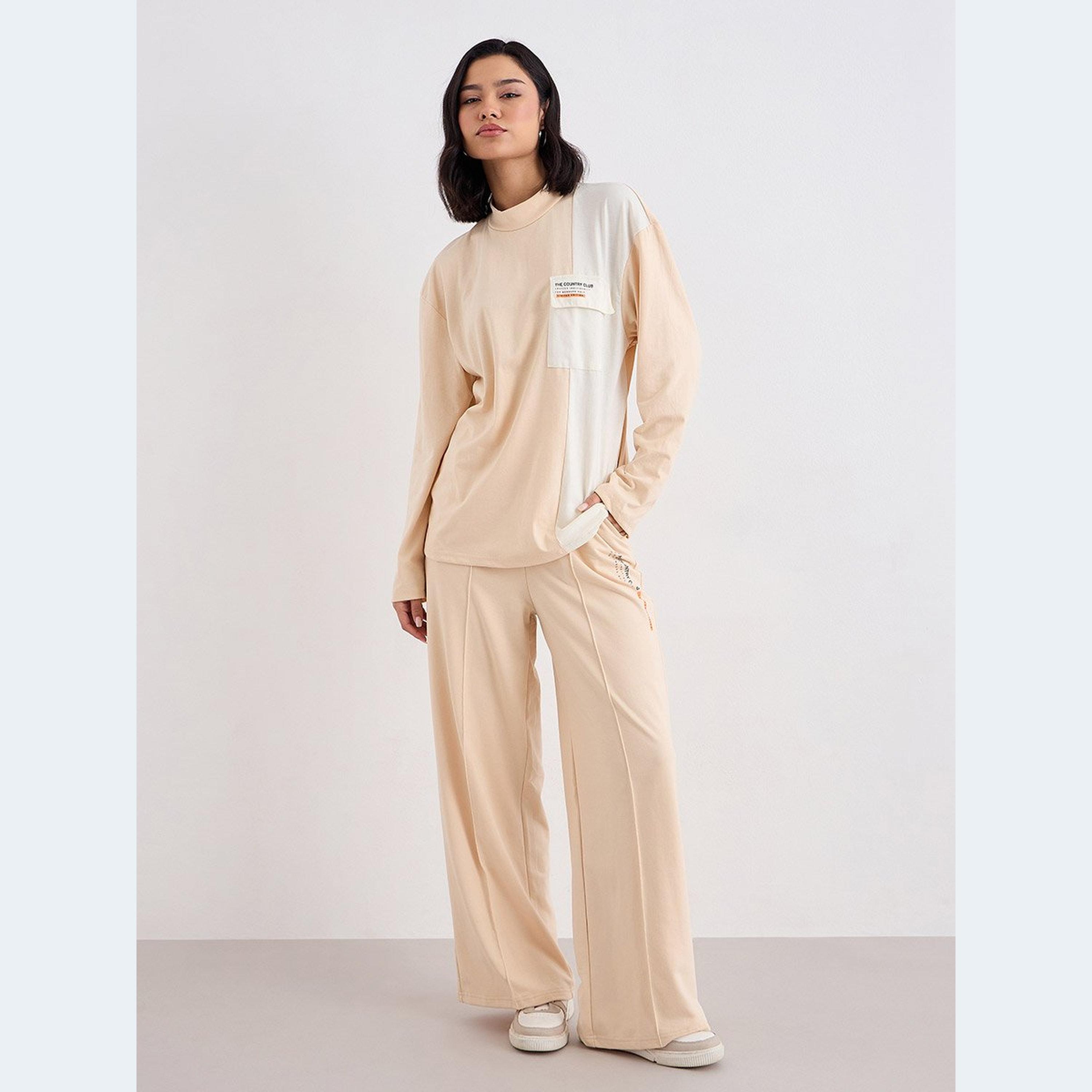 ستايلي - طقم للنساء من تي شيرت وبنطال رياضي بلوحة متباينة-women-clothing-coordsets-image-2