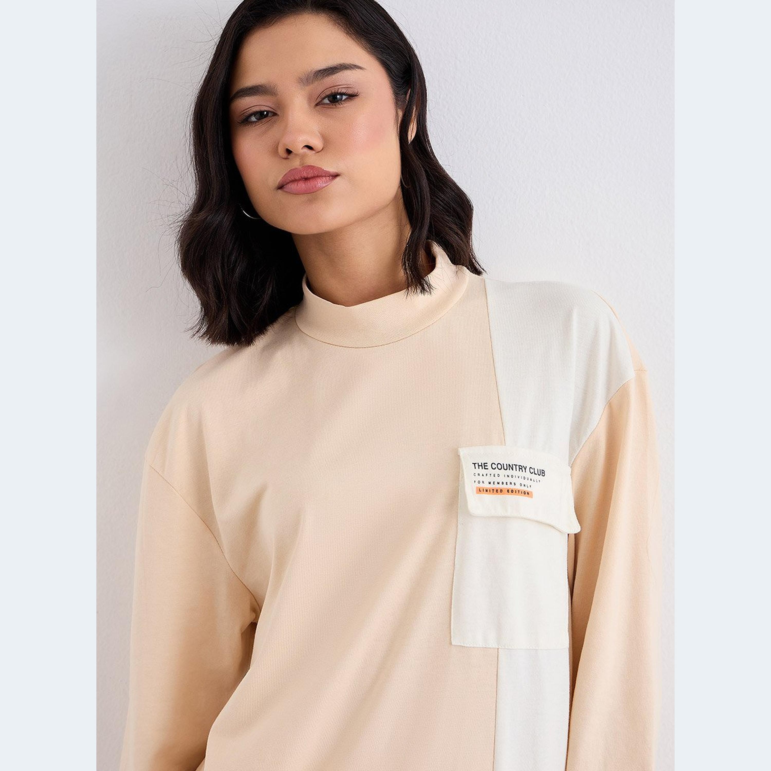 ستايلي - طقم للنساء من تي شيرت وبنطال رياضي بلوحة متباينة-women-clothing-coordsets-image-3