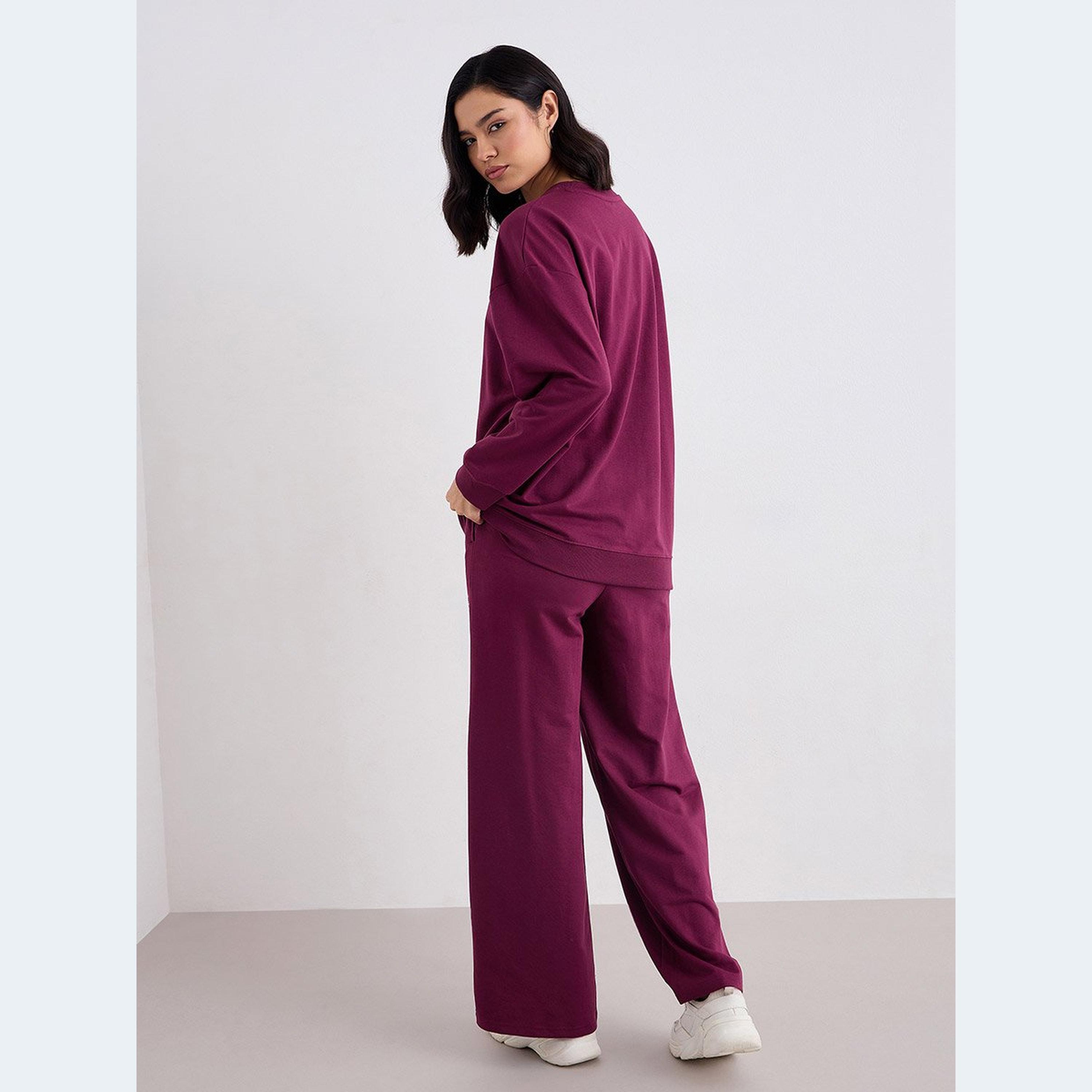 ستايلي - طقم سويت شيرت وبنطال رياضي مطبوع عليه رسومات للنساء-women-clothing-coordsets-image-4