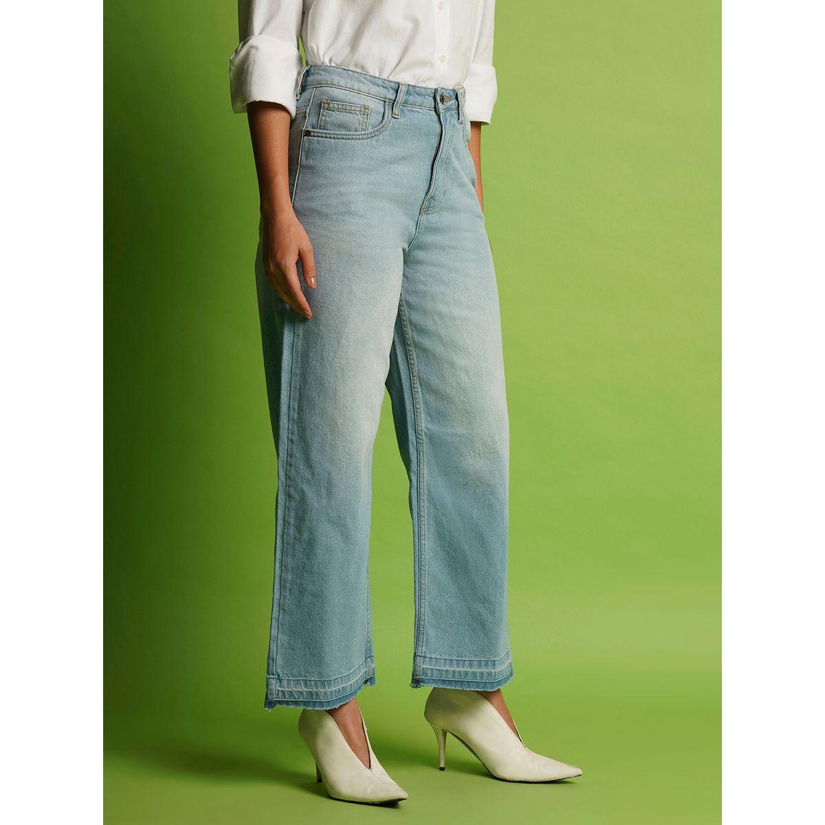 بنطال جينز قطني بخصر متوسط وقصة أرجل واسعة-women-clothing-bottoms-jeans-image-2