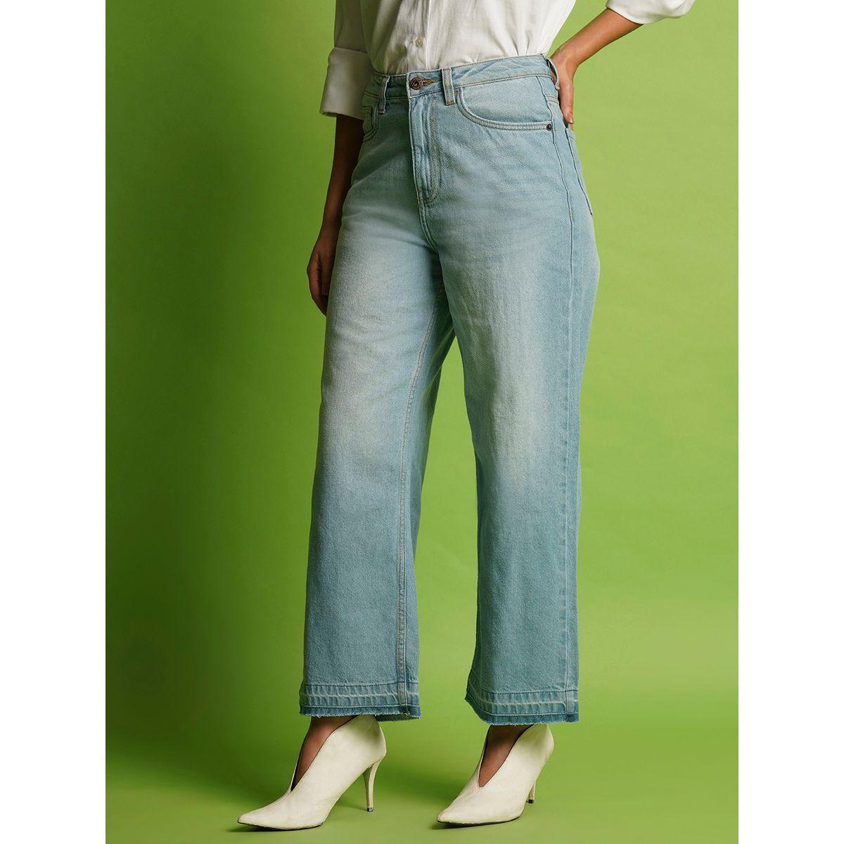 بنطال جينز قطني بخصر متوسط وقصة أرجل واسعة-women-clothing-bottoms-jeans-image-3