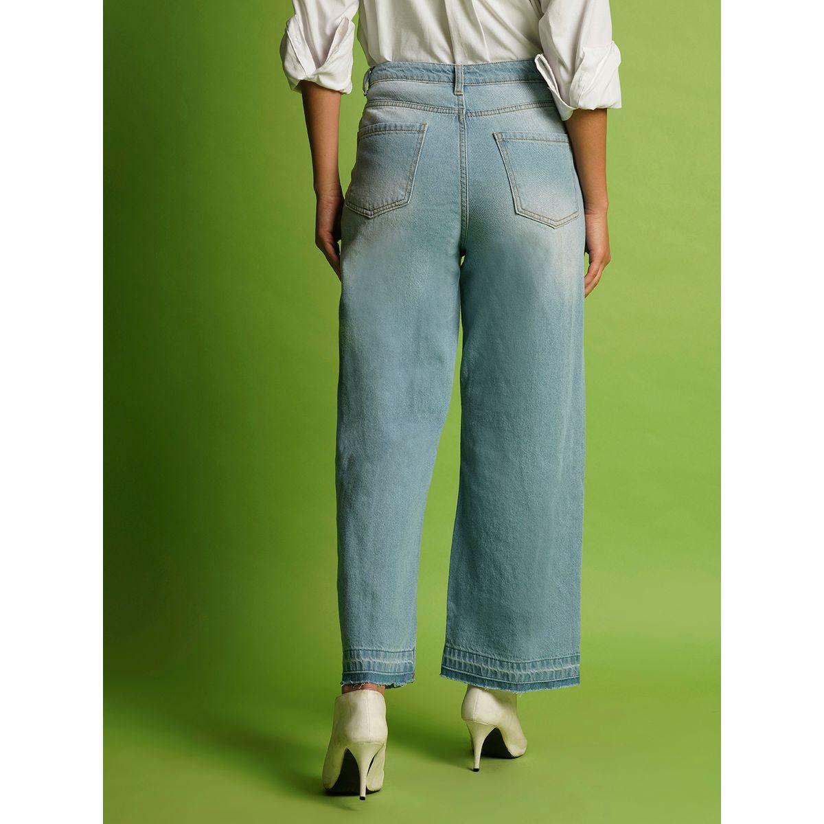بنطال جينز قطني بخصر متوسط وقصة أرجل واسعة-women-clothing-bottoms-jeans-image-4